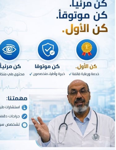كُن مرئيًا.كُن موثوقًا.كُن الأوَّل. 🏥 infographic