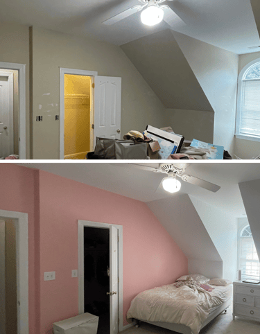Accent wall painting before and after in Matthews NC