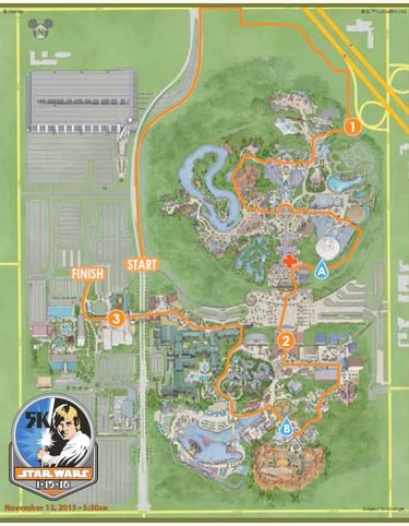 2016 runDisney Star Wars The Light Side 5K Course Map