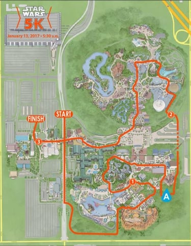 2017 runDisney Star Wars The Light Side Half Marathon Weekend 5K Course Map