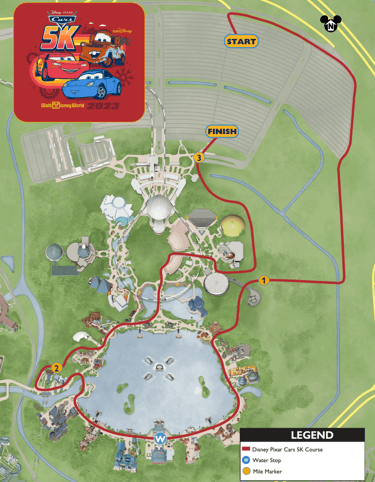 2023 runDisney Springtime Surprise Cars 5K Course Map