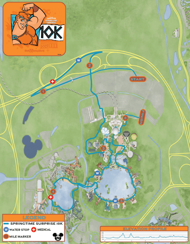 2025 runDisney Springtime Surprise 10K Course Map