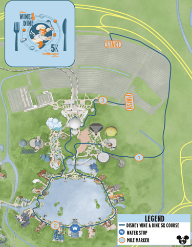 2024 runDisney Wine and Dine 5K Course Map