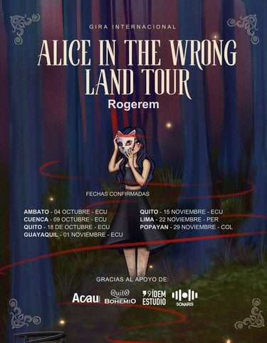 a poster for alice in the wrong land tour