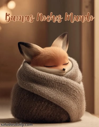 Zorro tierno enrollado dentro de una bufanda gruesa, descansando con sensación de calma 