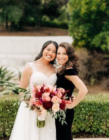 romantic half up half down, orange county california wedding, maid of honor hairstyle, modesto