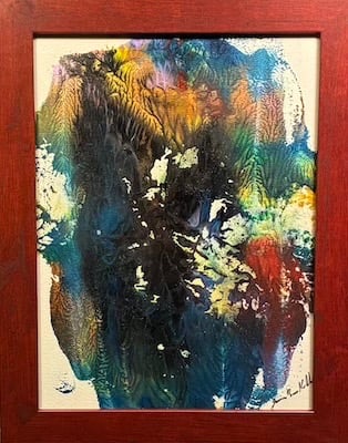 Ghosts poured acrylic paint on canvas paper