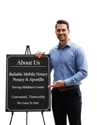 man showing board writing Reliable Mobile Notary & Apostille in Middlesex County