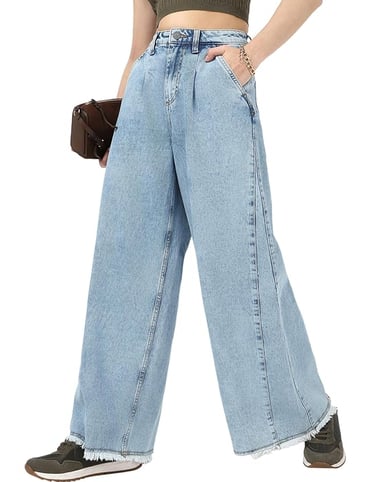 Loose fit blue denim