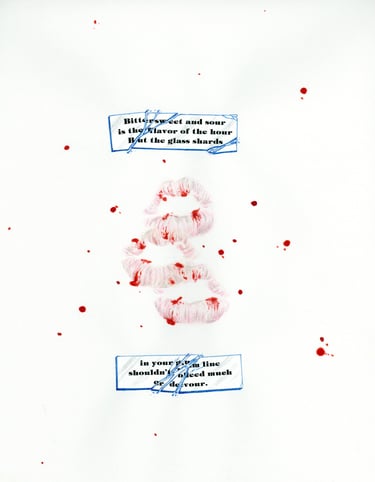 Spare Splinters, back cover, dark poetry bloody lips, shattered glass