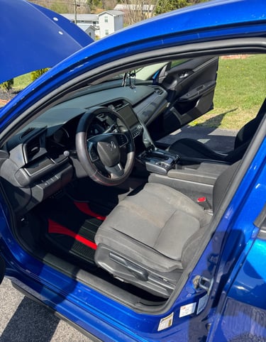 Interior of Honda Civic detailed and cleaned by mobile detailers in the Cleveland TN area