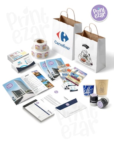 Custom printing services UAE: Kraft Paper bags, stickers, and business stationery. Affordable Prices