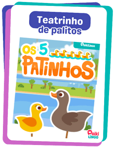 Teatrinho de palitos do vídeo dos 5 patinhos