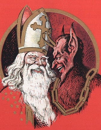 devil and priest laughing
