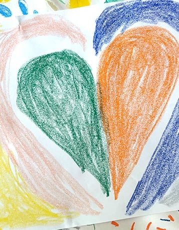 a drawing of a heart with two sides