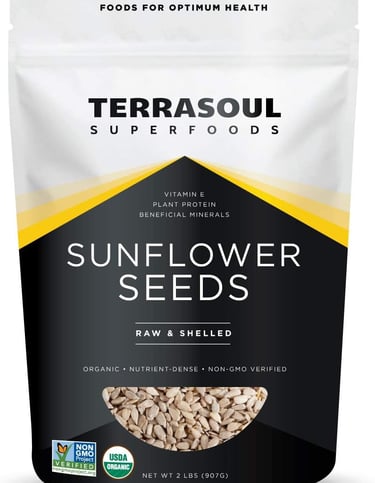 a bag of sunflower seeds on a white background