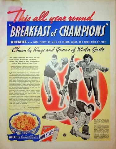 1936 Wheaties advertisement showing Basketball panel of Bob Kessler