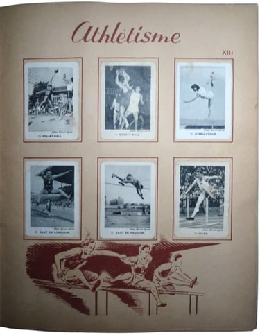 Chocolat Boya Internal pages showing basketball card from 1950 French