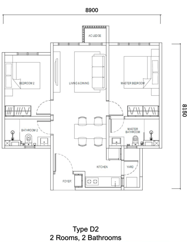 2 bedroo 2 bathroom at ciq