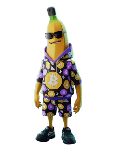 a banana banana with bitcoin on it