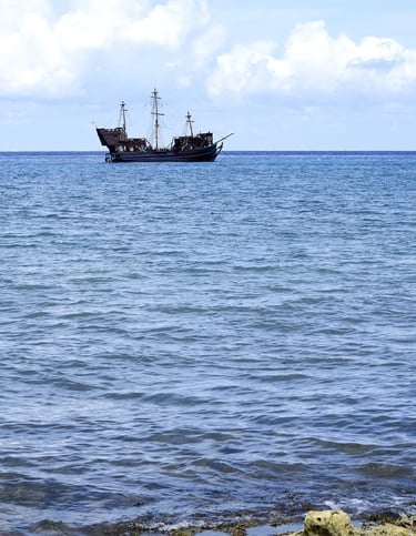 Cozumel, Mexico - Spanish pirate ship replica that scoured the Caribbean for booty