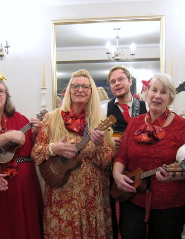 Ukuladies finish their set at Royal Court Christmas Party