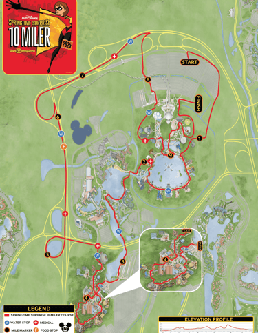 2025 runDisney Springtime Surprise 10-Miler Course Map