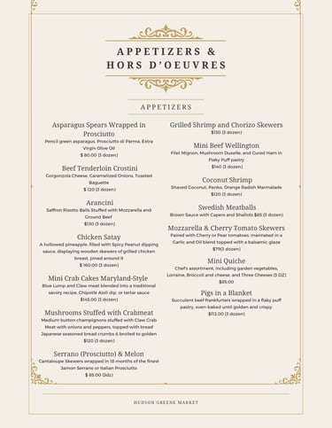 hudson greene market catering appetizers Hors d'oeuvres