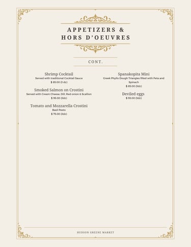 hudson greene market catering appetizers Hors d'oeuvres