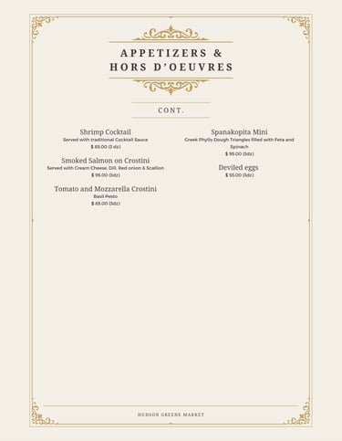 hudson greene market catering appetizers Hors d'oeuvres