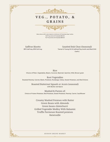 hudson greene market catering rice grains vegetables veggies sides