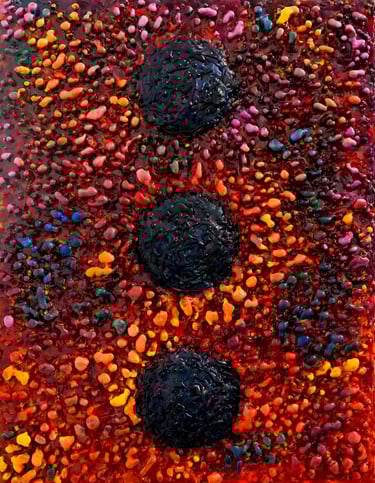 Parker, 2025, Aposiopesis Colour Accretion Study, encaustic oil paint and UV resin on board