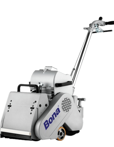 a floor scruber with a machine on the floor