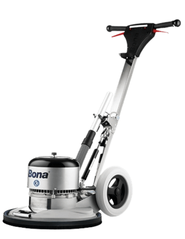a floor polisher with a machine that is being used to clean the floor