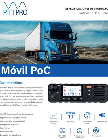 Descarga Ficha Técnica del Radio Móvil PoC