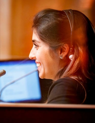 Simultaneous interpreting at a multilingual international conference