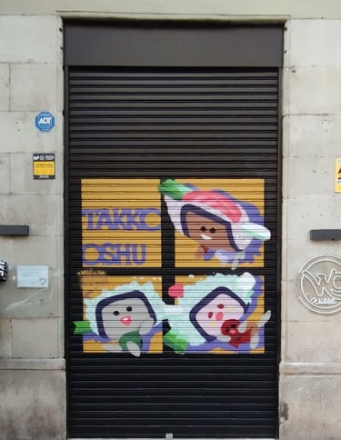 graffiti persiana entrada restaurante japonés pintura decorativa