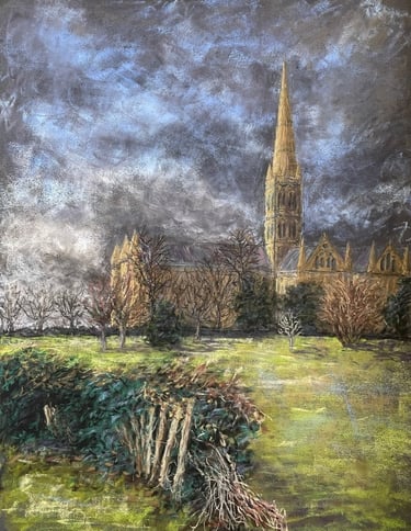 Tableau au pastel - Salisbury cathedral