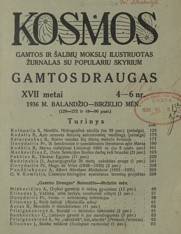 Kolupaila Nevezis 1936 m Kosmos zurnalo virselis