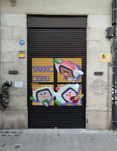 graffiti persiana entrada restaurante japonés pintura decorativa