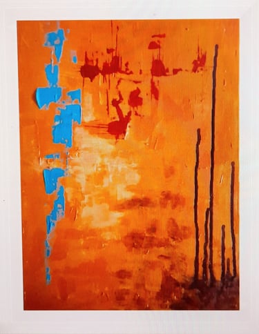 abstraction gestuelle, 30×40 cm, mouvements et reflets lumineux sur la surface calme du fleuve