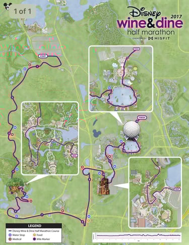 2017 runDisney Wine and Dine Half Marathon Weekend Half Marathon Course Map