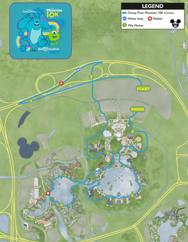 2023 runDisney Springtime Surprise Monsters 10K Course Map