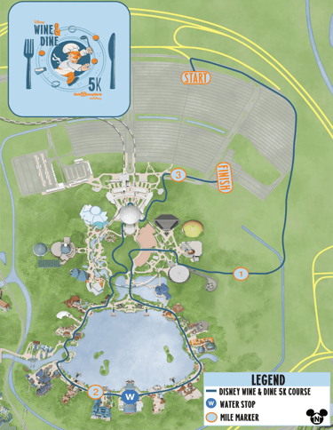 2024 runDisney Wine and Dine 5K Course Map