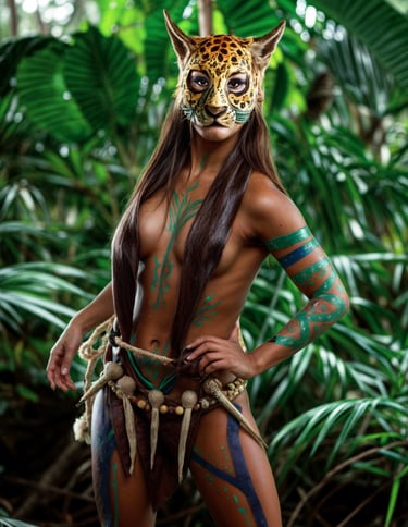 a woman with a leopard mask and a leopard mask