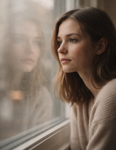 Person sitting quietly among others, feeling disconnected and introspective despite being surrounded