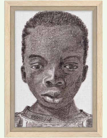 portrait enfant au graphite imprimé sur toile encadrée bois FSC