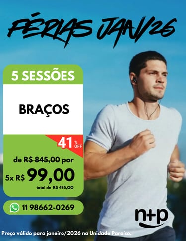 Promo Férias Jan/2026: 5 sessões de depilação de braços masculino com 41% de desconto.