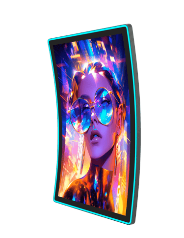 claratech's c curved gaming screen for slot machine