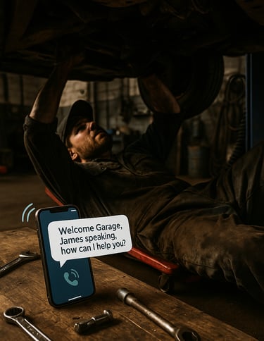 ai receptionist in a garage